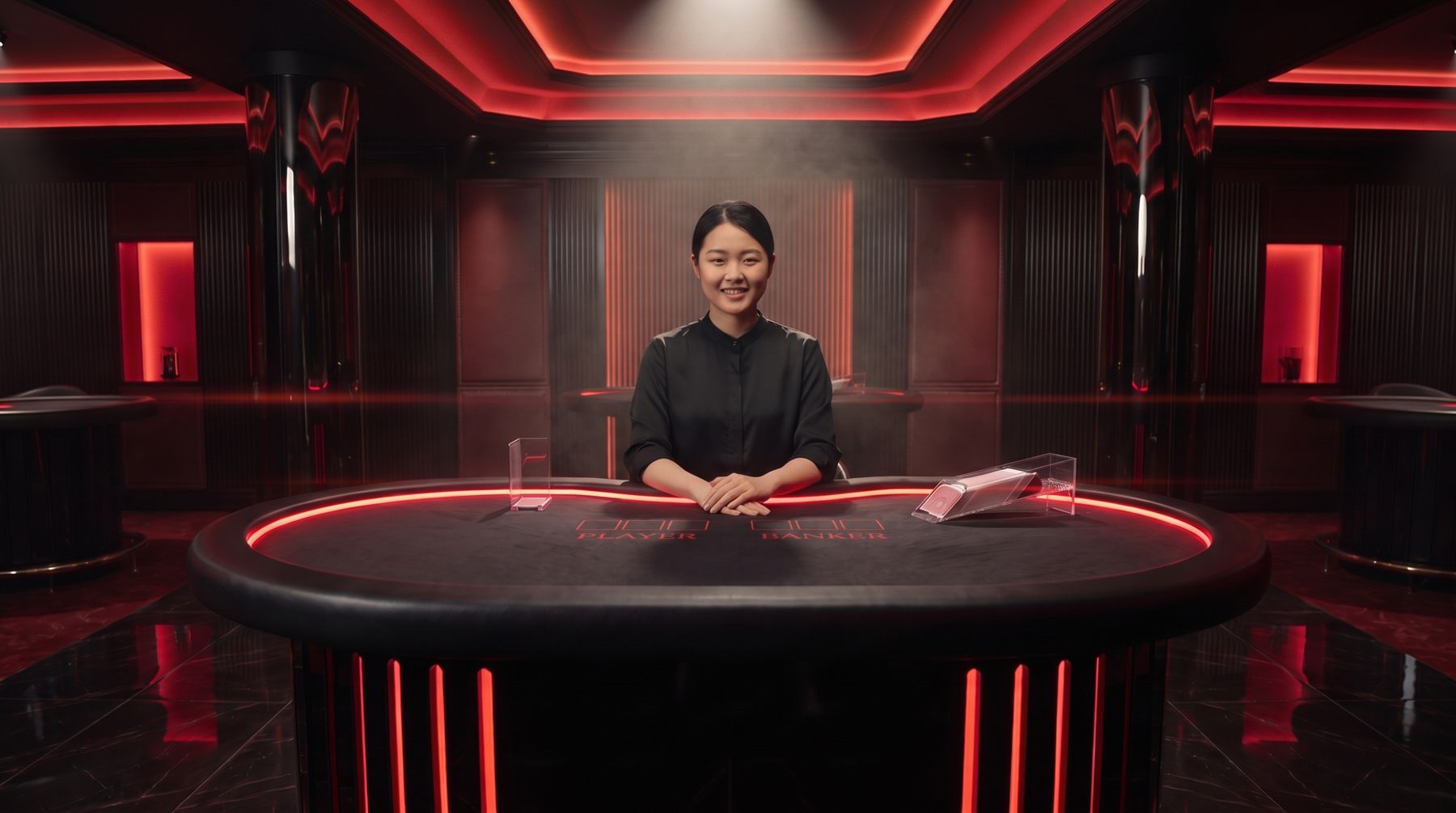 Chinese-speaking dealer at the table
